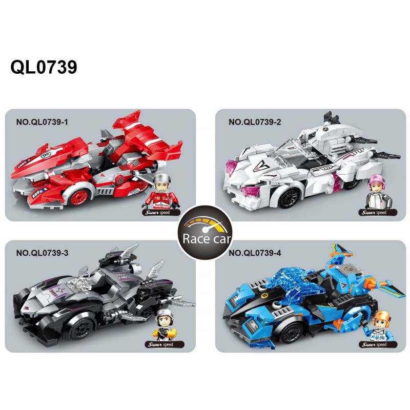 ZHEGAO QL0739 0739 non  FLYING SPUR RACING 4 MẪU XE bộ đồ chơi xếp lắp ráp ghép mô hình Racers Đua Tốc Độ 681 khối
