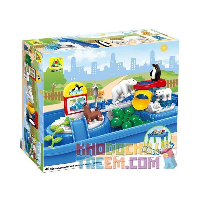 HYSTOYS HONGYUANSHENG AOLEDUOTOYS HG-1475 1475 HG1475 Xếp hình kiểu    Polar Zoo Vườn Thú Bắc Cực Lớn Có Bàn 40 khối