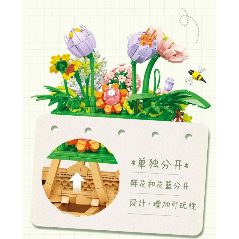 WELEMAGINATION 2076 non  NẮNG HÈ bộ đồ chơi xếp lắp ráp ghép mô hình Flowers Hoa 1168 khối