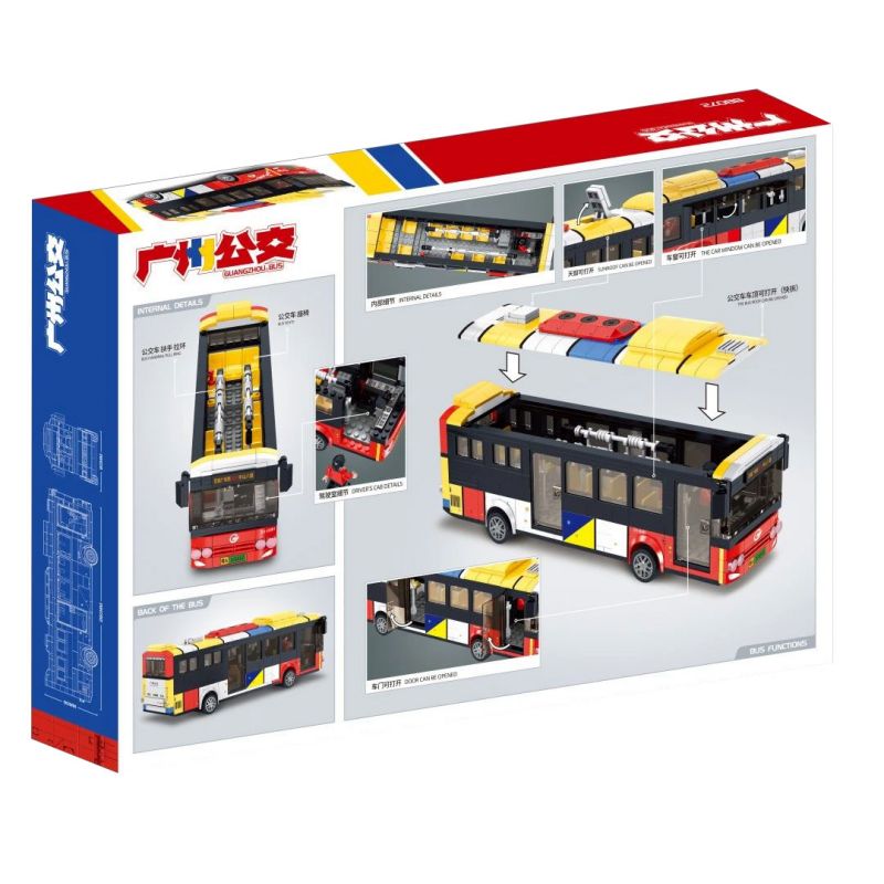 GUANGZHOU PUBLIC TRANSPORT GROUP BB072 non  XE BUÝT QUẢNG CHÂU CỔ ĐIỂN TUYẾN 107 bộ đồ chơi xếp lắp ráp ghép mô hình City Thành Phố 613 khối