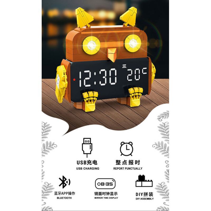 ACCUMULATE CULTURE J602 non  ĐỒNG HỒ BÁO THỨC THÔNG MINH VIBRANT OWL bộ đồ chơi xếp lắp ráp ghép mô hình Gear SMART ALARM CLOCK Đồ Lắp Ghép