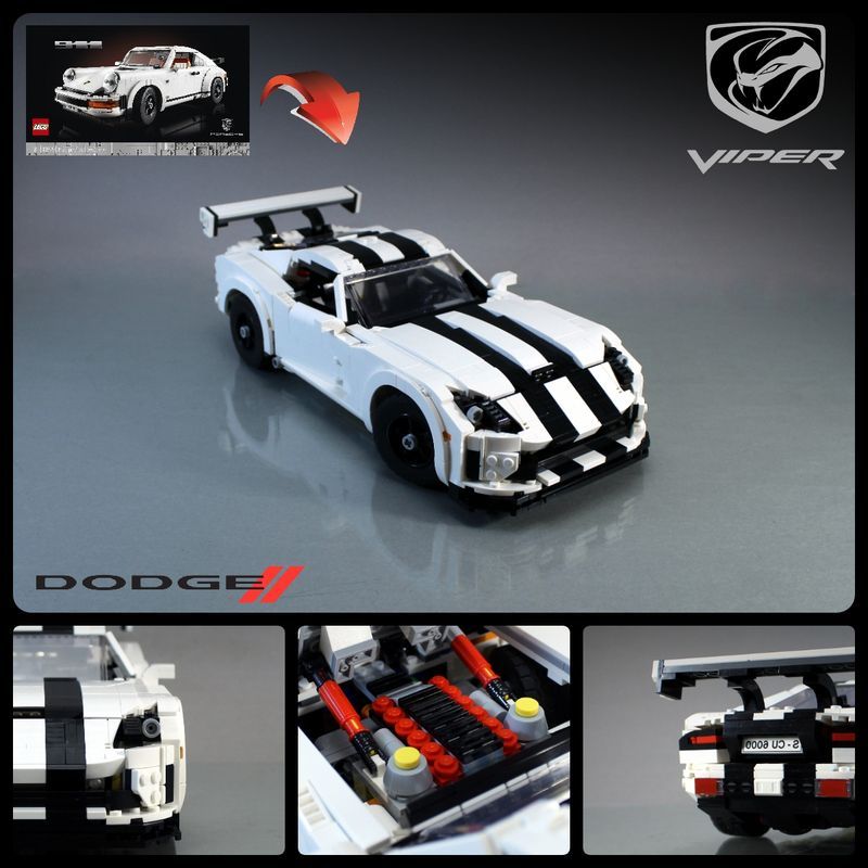 MouldKing 10046 Mould King 10046 REBRICKABLE MOC-120125 120125 MOC120125 non Lego XE THỂ THAO DODGE VIPER (10295 BỘ) tỷ lệ 1:13 bộ đồ chơi xếp lắp ráp ghép mô hình Model Team Mô Hình Hiện Đại 1236 khối