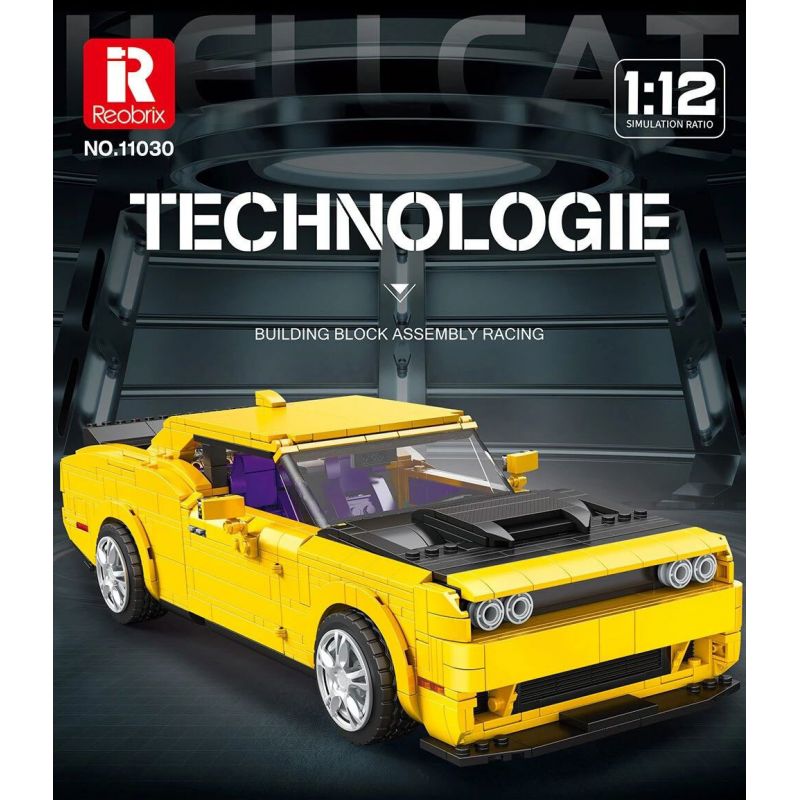 REOBRIX 11030 non  DODGE CHALLENGER SRT HELLCAT tỷ lệ 1:12 bộ đồ chơi xếp lắp ráp ghép mô hình Model Team DODGE HELLCAT Mô Hình Hiện Đại 1740 khối