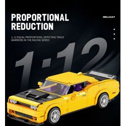 REOBRIX 11030 non  DODGE CHALLENGER SRT HELLCAT tỷ lệ 1:12 bộ đồ chơi xếp lắp ráp ghép mô hình Model Team DODGE HELLCAT Mô Hình Hiện Đại 1740 khối