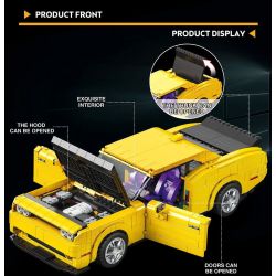 REOBRIX 11030 non  DODGE CHALLENGER SRT HELLCAT tỷ lệ 1:12 bộ đồ chơi xếp lắp ráp ghép mô hình Model Team DODGE HELLCAT Mô Hình Hiện Đại 1740 khối