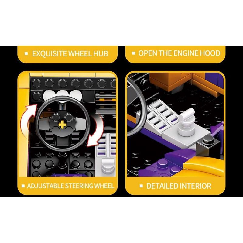 REOBRIX 11030 non  DODGE CHALLENGER SRT HELLCAT tỷ lệ 1:12 bộ đồ chơi xếp lắp ráp ghép mô hình Model Team DODGE HELLCAT Mô Hình Hiện Đại 1740 khối