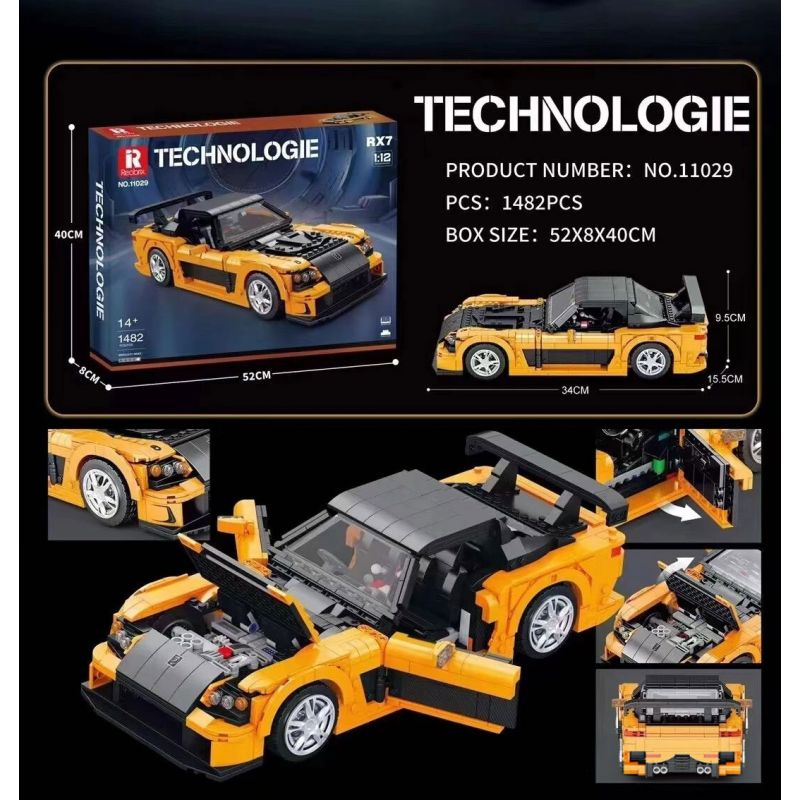 REOBRIX 11029 non  MAZDA RX-7 tỷ lệ 1:12 bộ đồ chơi xếp lắp ráp ghép mô hình Model Team Mô Hình Hiện Đại 1482 khối