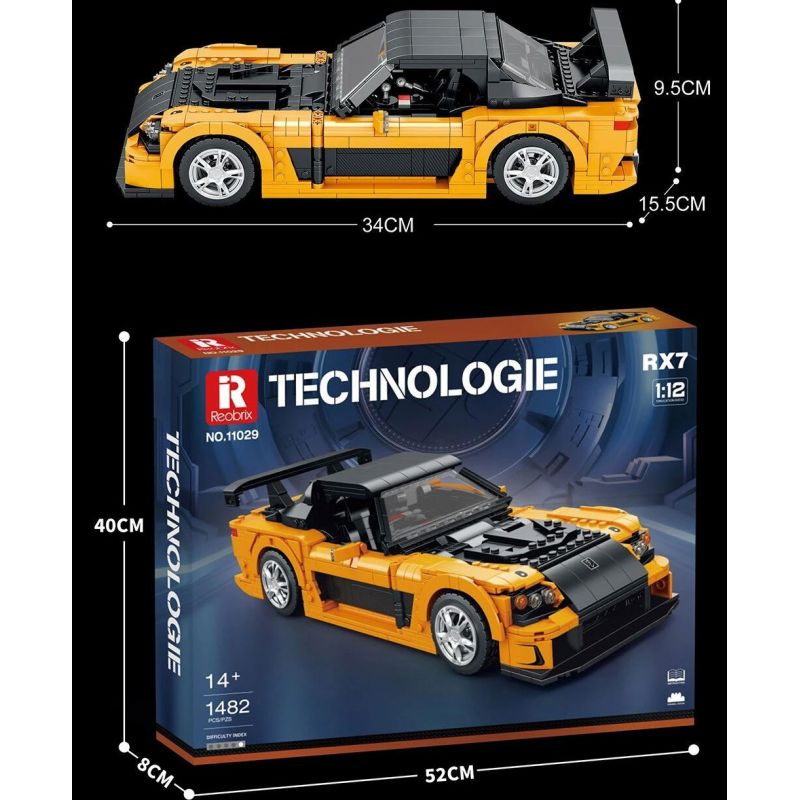 REOBRIX 11029 non  MAZDA RX-7 tỷ lệ 1:12 bộ đồ chơi xếp lắp ráp ghép mô hình Model Team Mô Hình Hiện Đại 1482 khối