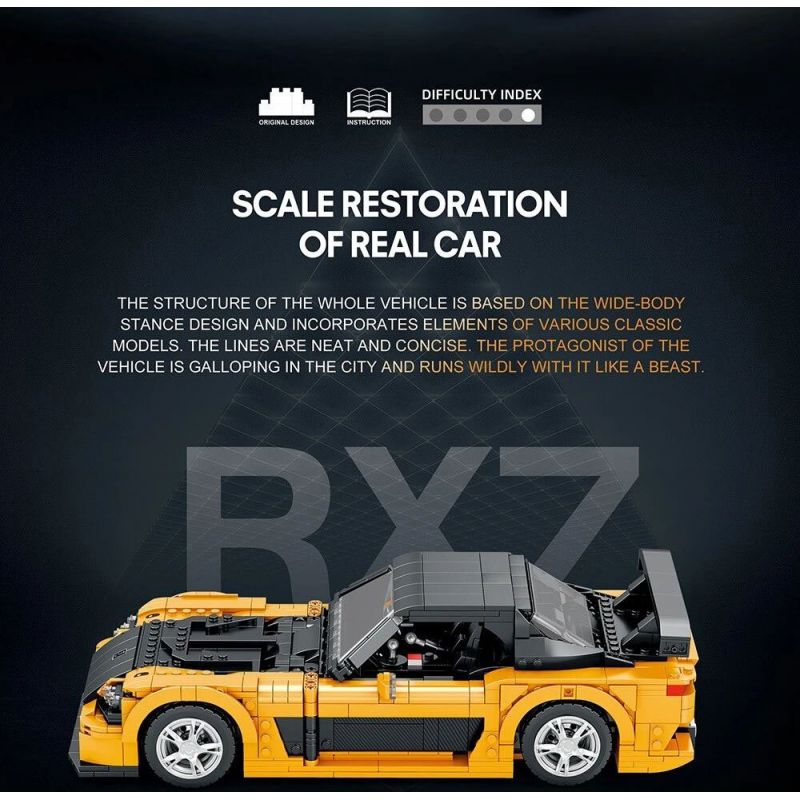 REOBRIX 11029 non  MAZDA RX-7 tỷ lệ 1:12 bộ đồ chơi xếp lắp ráp ghép mô hình Model Team Mô Hình Hiện Đại 1482 khối