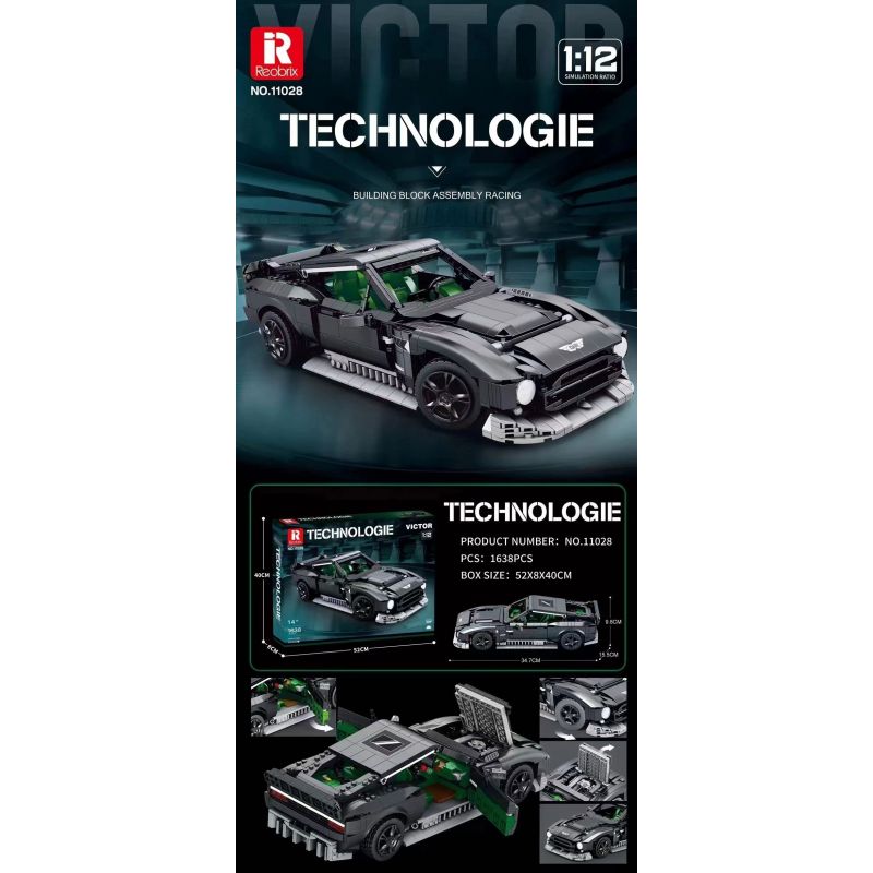 REOBRIX 11028 non  ASTON MARTIN VICTOR tỷ lệ 1:12 bộ đồ chơi xếp lắp ráp ghép mô hình Model Team Mô Hình Hiện Đại 1638 khối