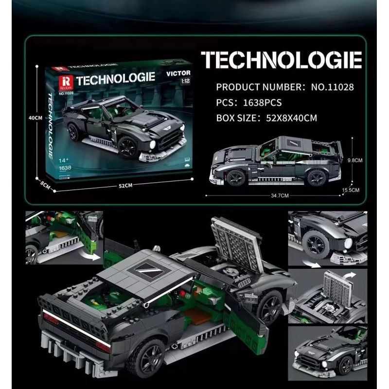 REOBRIX 11028 non  ASTON MARTIN VICTOR tỷ lệ 1:12 bộ đồ chơi xếp lắp ráp ghép mô hình Model Team Mô Hình Hiện Đại 1638 khối