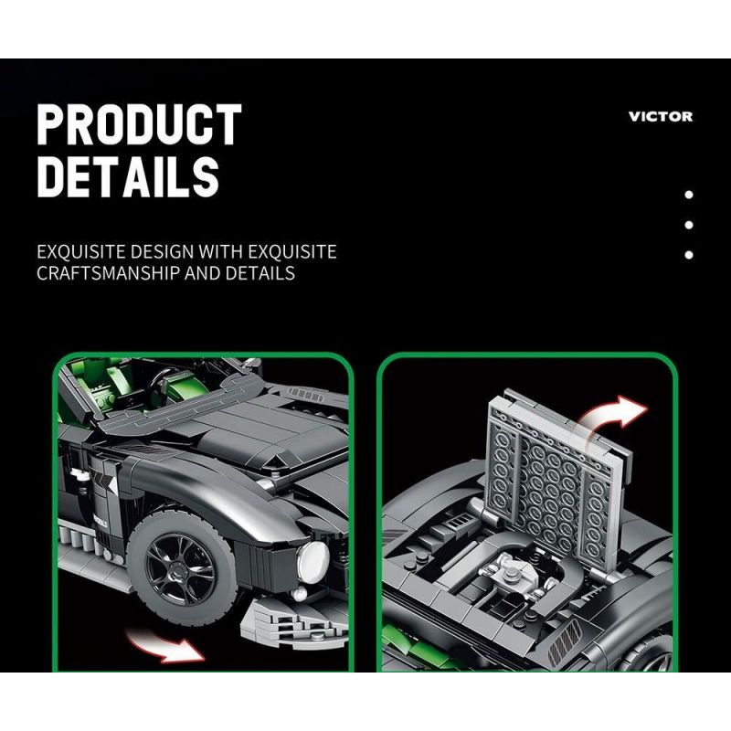 REOBRIX 11028 non  ASTON MARTIN VICTOR tỷ lệ 1:12 bộ đồ chơi xếp lắp ráp ghép mô hình Model Team Mô Hình Hiện Đại 1638 khối