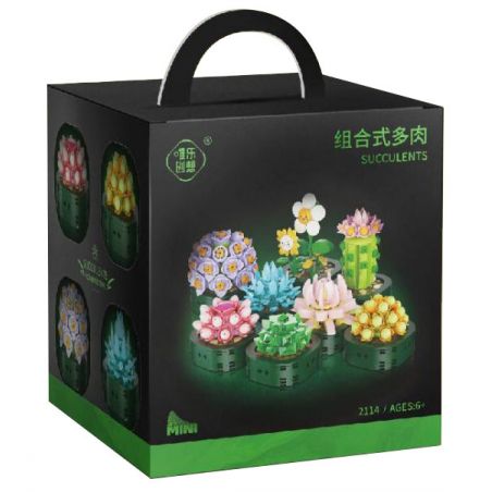 WELEMAGINATION 2114 non  HỘP TRƯNG BÀY CHẬU CÂY MỌNG NƯỚC KẾT HỢP TÁM TRONG MỘT bộ đồ chơi xếp lắp ráp ghép mô hình Flowers POTTED GARDEN Hoa 1257 khối