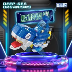 ZHEGAO 662001 non  4 LOẠI CÁ MẬP BIỂN SÂU PHÁT SÁNG CUA ĐUỐI MỰC bộ đồ chơi xếp lắp ráp ghép mô hình Creator DEEP-SEA DRGANISMS Sáng Tạo
