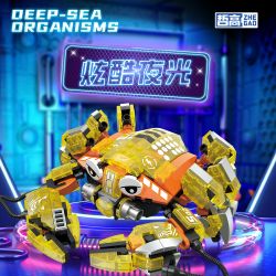ZHEGAO 662001 non  4 LOẠI CÁ MẬP BIỂN SÂU PHÁT SÁNG CUA ĐUỐI MỰC bộ đồ chơi xếp lắp ráp ghép mô hình Creator DEEP-SEA DRGANISMS Sáng Tạo