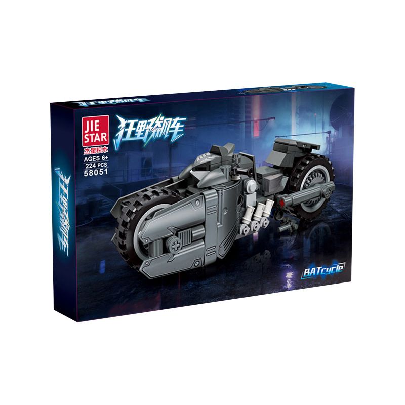 JIESTAR 58051 non  ĐUA XE NHỰA ĐƯỜNG BATBIKE bộ đồ chơi xếp lắp ráp ghép mô hình BATCYCLE 224 khối