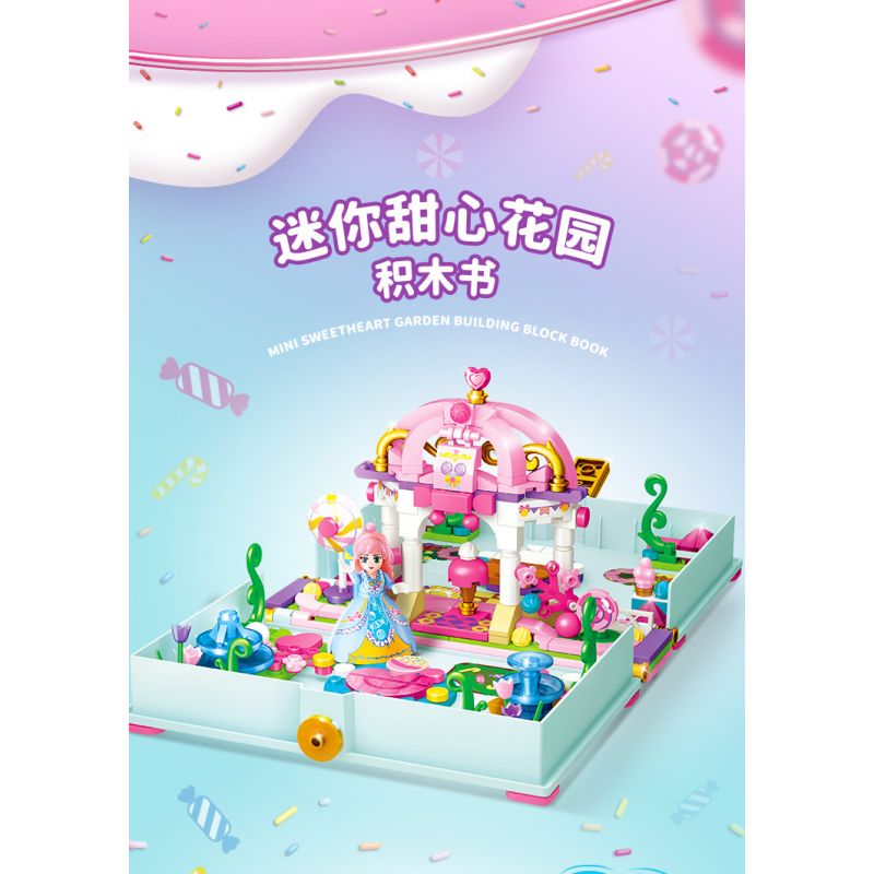 GUDI 30007 non  CÔNG CHÚA TÌNH YÊU CUỐN SÁCH KHU VƯỜN NHỎ bộ đồ chơi xếp lắp ráp ghép mô hình Girl PRINCESS CANDY Con Gái 269 khối