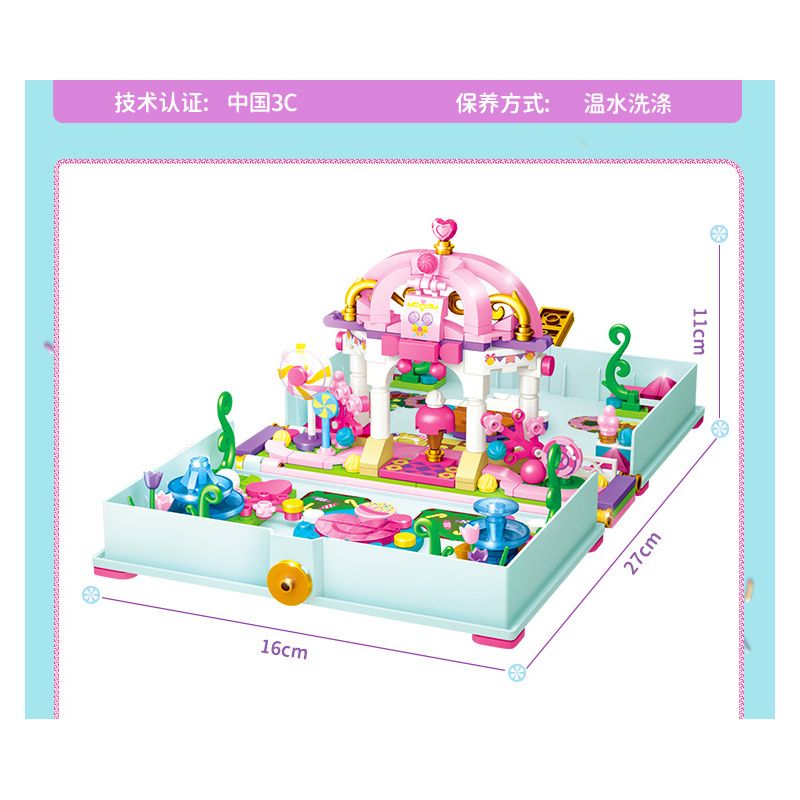 GUDI 30007 non  CÔNG CHÚA TÌNH YÊU CUỐN SÁCH KHU VƯỜN NHỎ bộ đồ chơi xếp lắp ráp ghép mô hình Girl PRINCESS CANDY Con Gái 269 khối