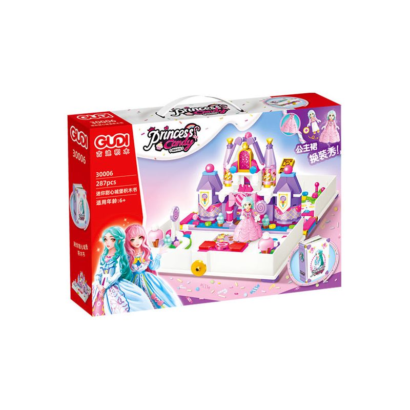 GUDI 30006 non  CÔNG CHÚA TÌNH YÊU CUỐN SÁCH LÂU ĐÀI NHỎ bộ đồ chơi xếp lắp ráp ghép mô hình Girl PRINCESS CANDY Con Gái 287 khối