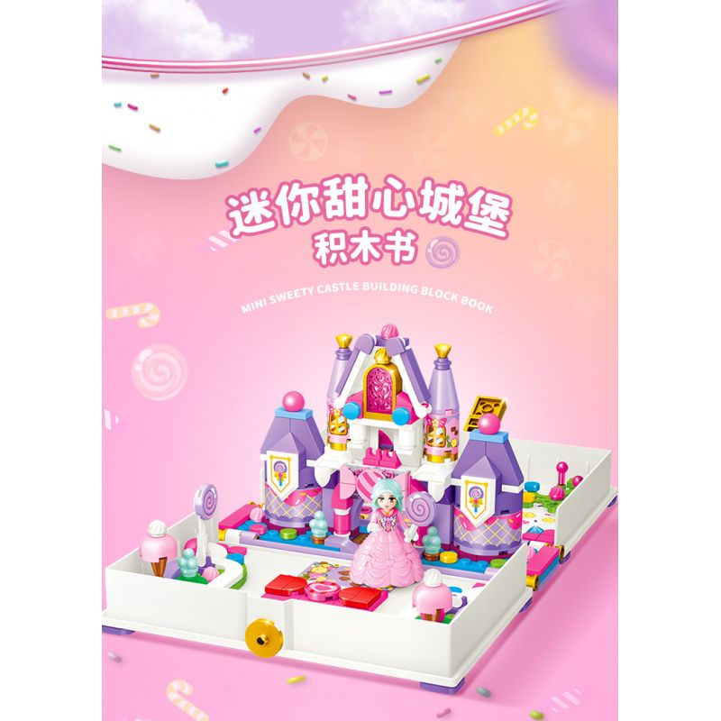 GUDI 30006 non  CÔNG CHÚA TÌNH YÊU CUỐN SÁCH LÂU ĐÀI NHỎ bộ đồ chơi xếp lắp ráp ghép mô hình Girl PRINCESS CANDY Con Gái 287 khối