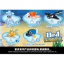 ZHEGAO 991001 non  CÂU CHUYỆN BIỂN SÂU CÁ MẬP TROLL 8 TỔ HỢP ĐẦU BÚA NGỰA TÔM CÀNG MỰC RÙA ĐUỐI NGỪ TANG XANH bộ đồ chơi xếp lắp ráp ghép mô hình Creator Sáng Tạo