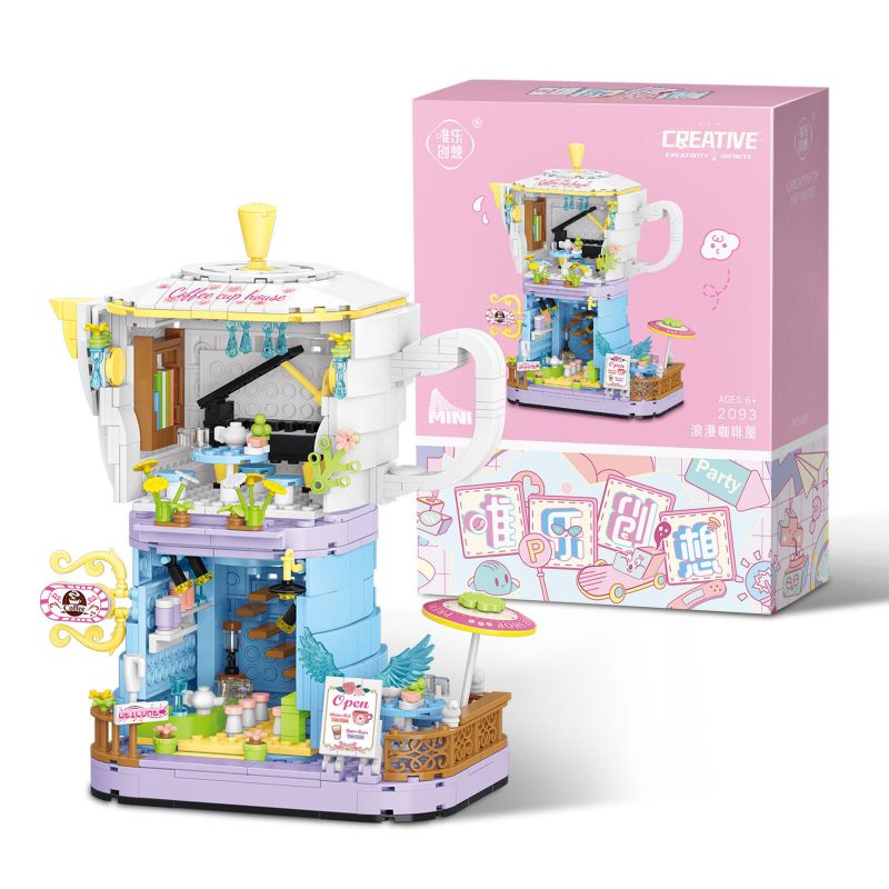 WELEMAGINATION 2093 non  QUÁN CÀ PHÊ LÃNG MẠN bộ đồ chơi xếp lắp ráp ghép mô hình Creator Sáng Tạo