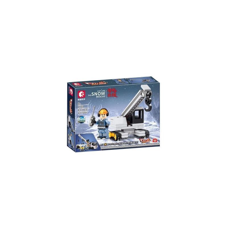 SEMBO 2744 2745 2746 2747 2748 2749 2750 2751 non  CỨU HỘ TUYẾT 8 TỔ HỢP GỒM XE KÉO KHẨN CẤP BỒN ỦI CẦN CẨU ỐNG LỒNG HÀN VẬN TẢI HẠNG NẶNG MÁY XÚC BÁNH LỐP XÍCH bộ đồ chơi xếp lắp ráp ghép mô hình City CITY LIFE THE SNOW RESCUE Thành Phố 730 khối