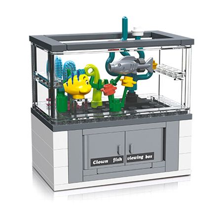 JIESTAR 59221 non  THẾ GIỚI VI MÔ HỘP TRANG TRÍ CÁ HỀ bộ đồ chơi xếp lắp ráp ghép mô hình CLOWNFISH 63 khối