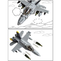 GUDI 600031A 6018 non  MÁY BAY CHIẾN ĐẤU F-18 bộ đồ chơi xếp lắp ráp ghép mô hình Military Army F18 HORNET FIGHTER Quân Sự Bộ Đội 284 khối