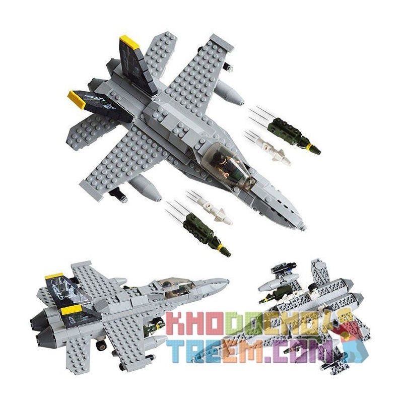 GUDI 600031A 6018 non  MÁY BAY CHIẾN ĐẤU F-18 bộ đồ chơi xếp lắp ráp ghép mô hình Military Army F18 HORNET FIGHTER Quân Sự Bộ Đội 284 khối