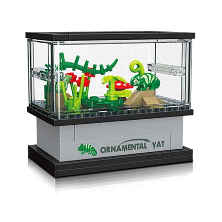 JIESTAR 59220 non  THẾ GIỚI VI MÔ HỘP XEM THÚ CƯNG BÒ SÁT bộ đồ chơi xếp lắp ráp ghép mô hình REPTILE 63 khối