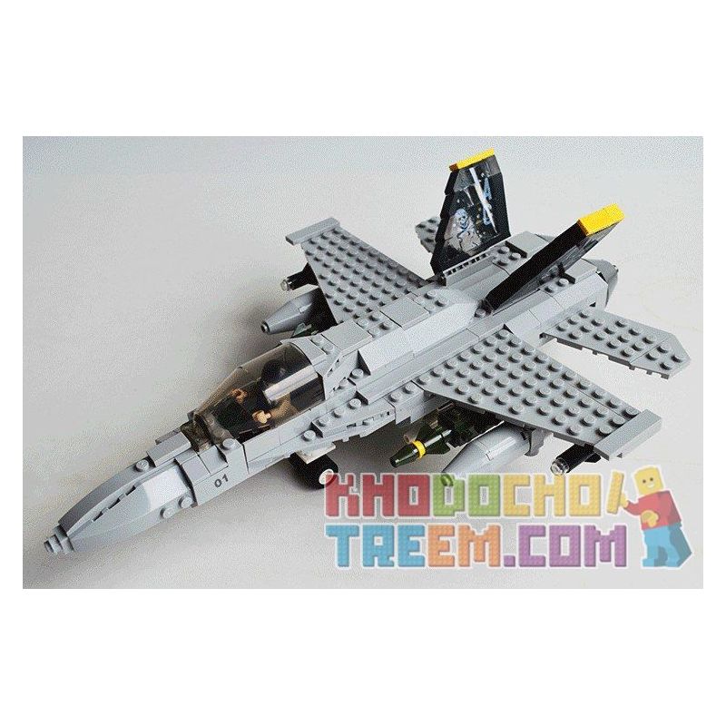 GUDI 600031A 6018 non  MÁY BAY CHIẾN ĐẤU F-18 bộ đồ chơi xếp lắp ráp ghép mô hình Military Army F18 HORNET FIGHTER Quân Sự Bộ Đội 284 khối