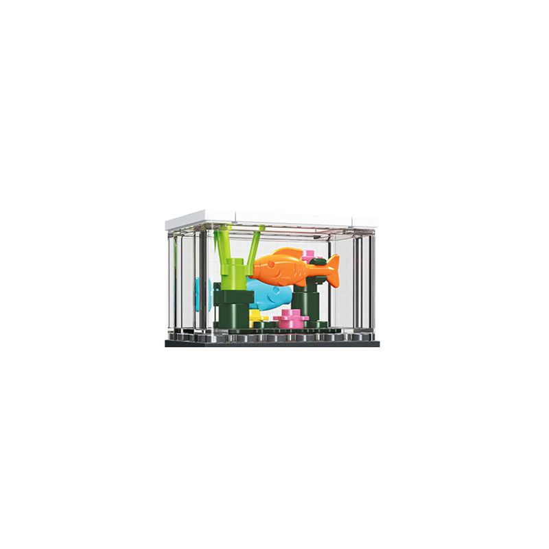 JIESTAR 59217 non  THẾ GIỚI VI MÔ BỂ CÁ bộ đồ chơi xếp lắp ráp ghép mô hình FISH TANK 34 khối