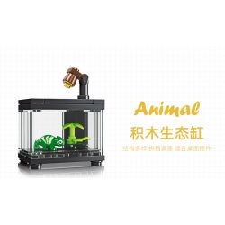 JIESTAR 59217 non  THẾ GIỚI VI MÔ BỂ CÁ bộ đồ chơi xếp lắp ráp ghép mô hình FISH TANK 34 khối
