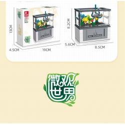 JIESTAR 59217 non  THẾ GIỚI VI MÔ BỂ CÁ bộ đồ chơi xếp lắp ráp ghép mô hình FISH TANK 34 khối