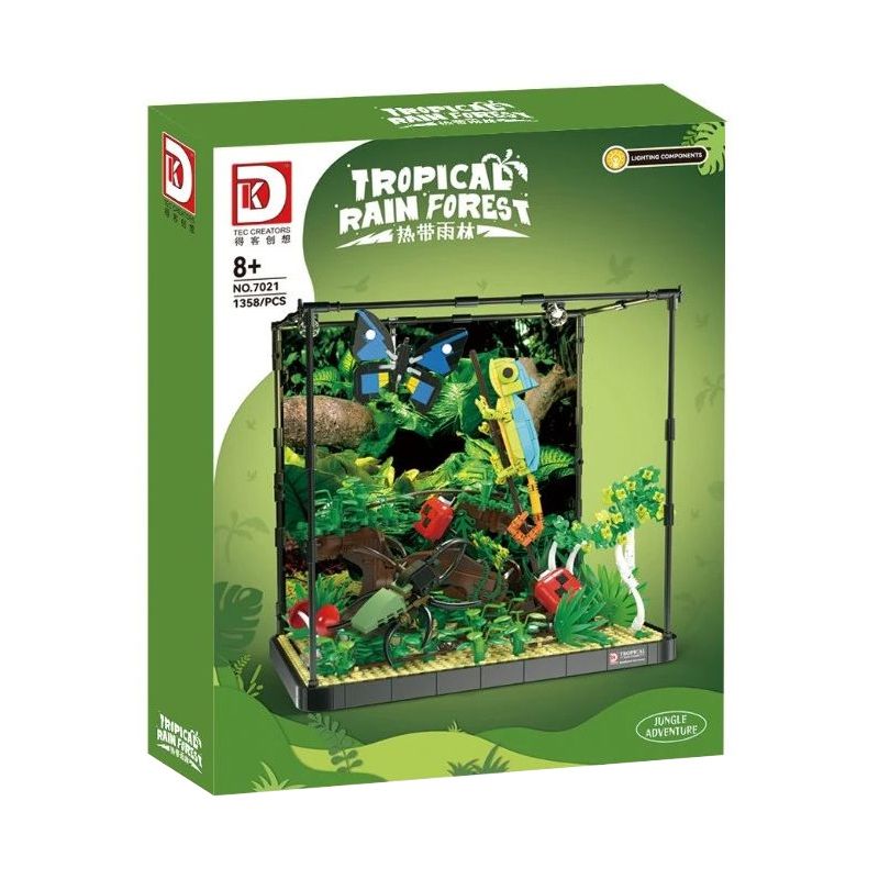 DK 7021 non  CẢNH QUAN THÚ CƯNG LEO NÚI RỪNG MƯA NHIỆT ĐỚI bộ đồ chơi xếp lắp ráp ghép mô hình TROPICAL RAIN FOREST 1358 khối