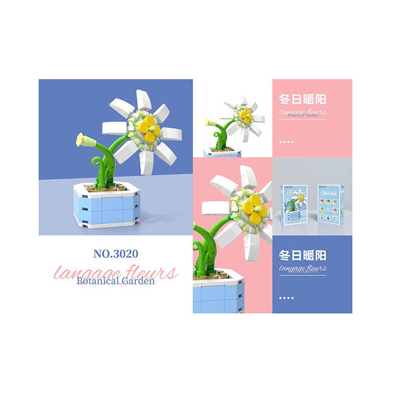 DK 3020 non  SHOP HOA PLANT NẮNG ẤM MÙA ĐÔNG bộ đồ chơi xếp lắp ráp ghép mô hình Flowers 71 khối