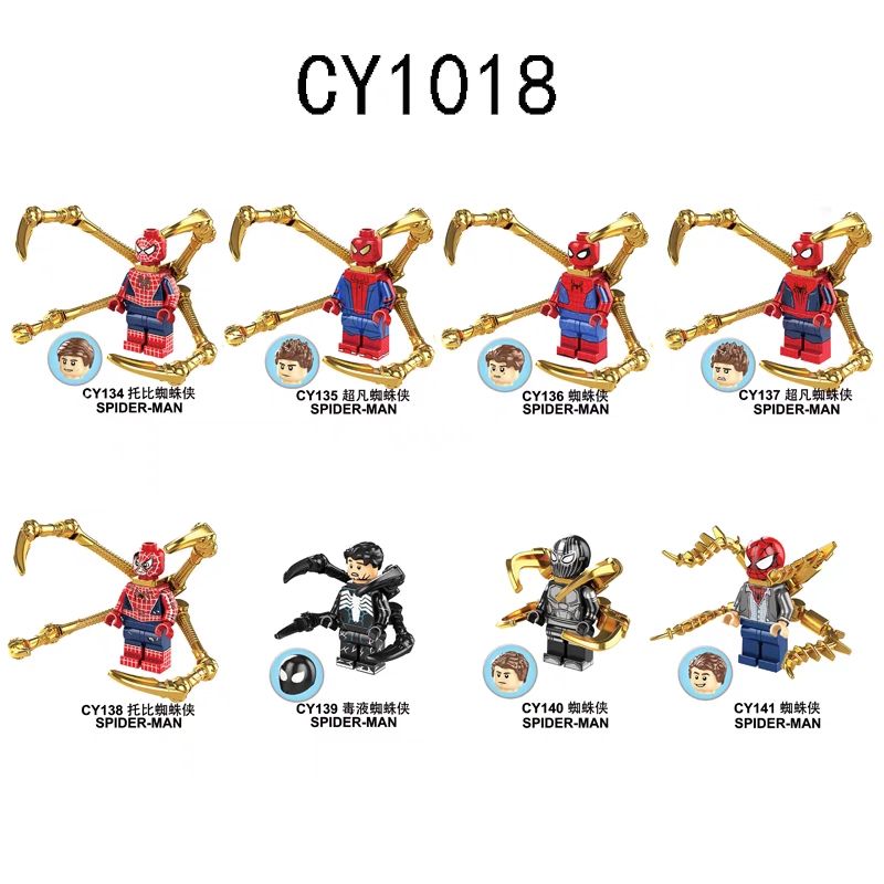 CHENGYI CY1018 1018 CY134 CY135 CY136 CY137 CY138 CY139 CY140 CY141 non Lego 8 LOẠI NHÂN VẬT NGƯỜI NHỆN bộ đồ chơi xếp lắp ráp ghép mô hình Spider-Man