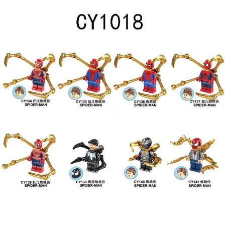 CHENGYI CY1018 1018 CY134 CY135 CY136 CY137 CY138 CY139 CY140 CY141 non  8 LOẠI NHÂN VẬT NGƯỜI NHỆN bộ đồ chơi xếp lắp ráp ghép mô hình Spider-Man