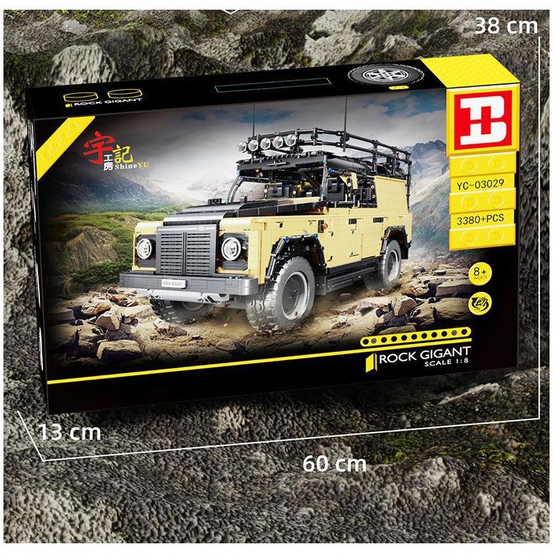 HAPPY BUILD PANGU YC-23029 23029 YC23029 non  HỘI THẢO YUJI LAND ROVER DEFENDER tỷ lệ 1:8 bộ đồ chơi xếp lắp ráp ghép mô hình ROCK GLGAN OFF-ROAD VEHICLE 3380 khối