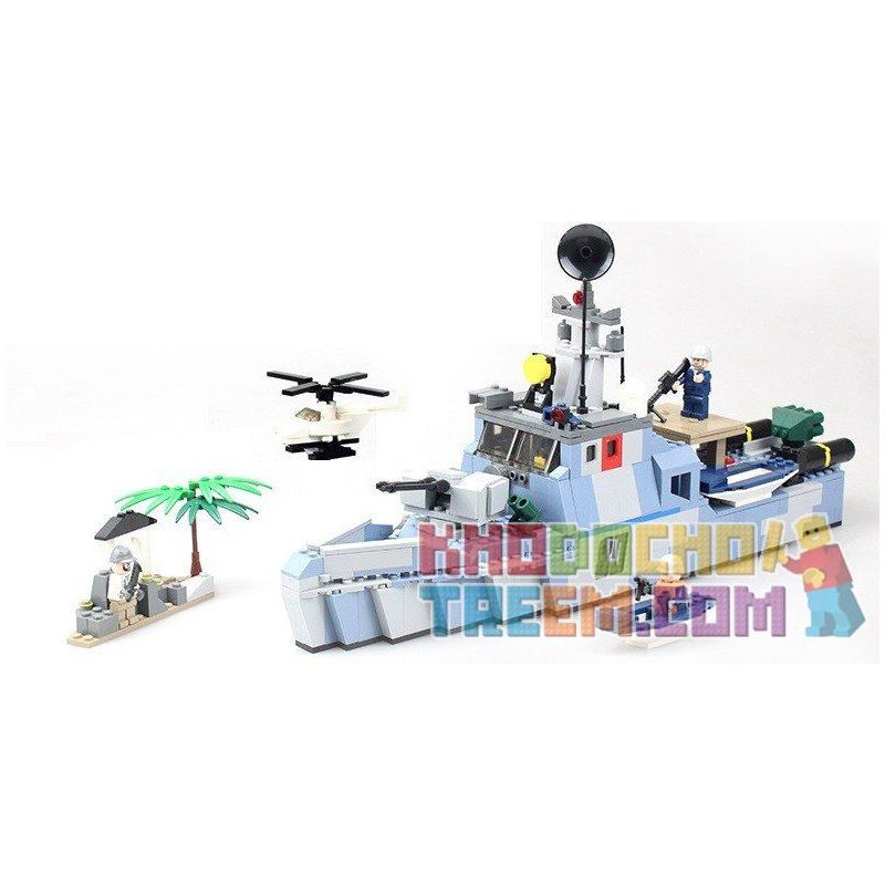 GUDI 8023 Xếp hình kiểu Lego MILITARY ARMY Offshore Picket Ship Navy Offshore Watch Ship Tàu Tuần Tra Biển 520 khối