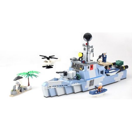 GUDI 8023 non  TÀU TUẦN TRA BIỂN bộ đồ chơi xếp lắp ráp ghép mô hình Military Army OFFSHORE PICKET SHIP Quân Sự Bộ Đội 520 khối