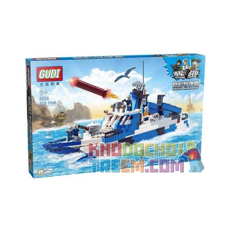 GUDI 8024 Xếp hình kiểu Lego MILITARY ARMY Stealth Missile Boat Navy Team Invisible Missile Ship Tàu Tên Lửa Cao Tốc Tàng Hình 5
