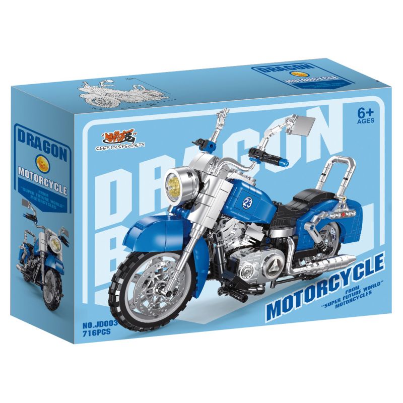 SMALL ANGLE JD003 non  XE MÁY NGỘ KHÔNG bộ đồ chơi xếp lắp ráp ghép mô hình DRAGON MOTOBCYCLE 716 khối