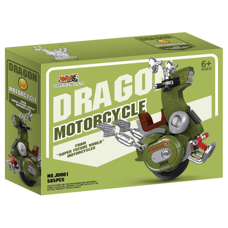 SMALL ANGLE JD001 non  XE ĐẠP MỘT BÁNH bộ đồ chơi xếp lắp ráp ghép mô hình DRAGON MOTOBCYCLE 585 khối