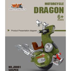 SMALL ANGLE JD001 non  XE ĐẠP MỘT BÁNH bộ đồ chơi xếp lắp ráp ghép mô hình DRAGON MOTOBCYCLE 585 khối