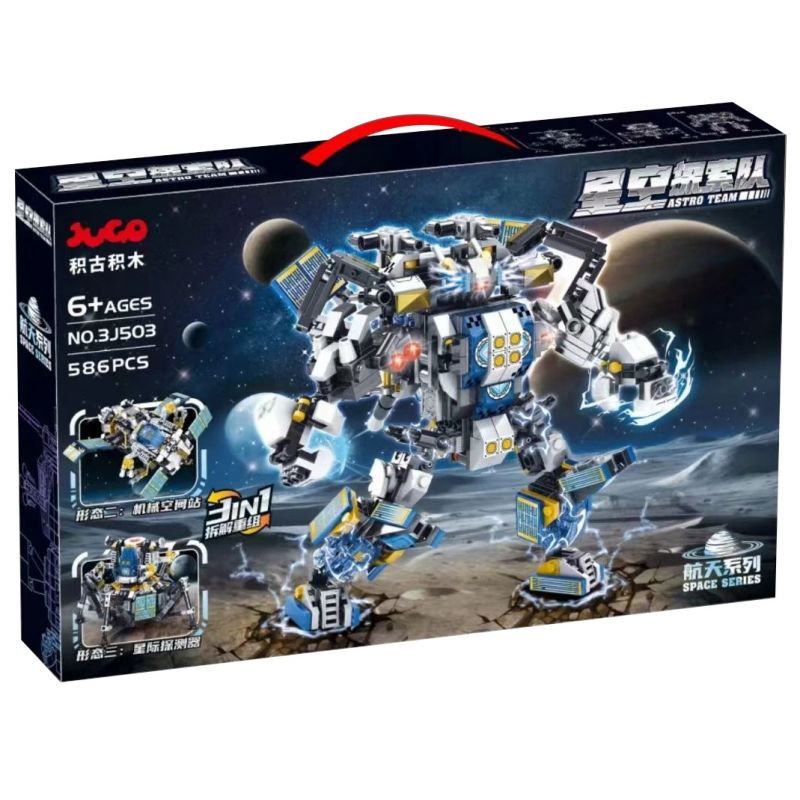 JUGO 3J503 non  ĐỘI THÁM HIỂM BẦU TRỜI ĐẦY SAO bộ đồ chơi xếp lắp ráp ghép mô hình ASTRO TEAM 586 khối