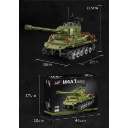 DECOOL BRICKCOOL 3908 non  XE TĂNG ĐIỀU KHIỂN TỪ XA M4A3 bộ đồ chơi xếp lắp ráp ghép mô hình Military Army M4A3 REMOTE CONTROL TANK Quân Sự Bộ Đội 677 khối