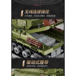 DECOOL BRICKCOOL 3908 non  XE TĂNG ĐIỀU KHIỂN TỪ XA M4A3 bộ đồ chơi xếp lắp ráp ghép mô hình Military Army M4A3 REMOTE CONTROL TANK Quân Sự Bộ Đội 677 khối