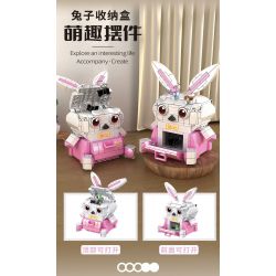 PEIZ 0830 non  4 MÓN ĐỒ TRANG TRÍ BÀN LÀM VIỆC VĂN PHÒNG DỄ THƯƠNG HỘP ĐỰNG BÚT MÈO THỎ GIÁ ĐỠ GẤU HEO ĐẤT bộ đồ chơi xếp lắp ráp ghép mô hình 944 khối